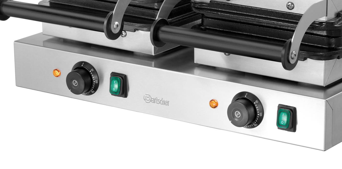 Bartscher Waffeleisen 2BW160-101 | Eigenschaften:- | Maße: 60 x 47 x 25,0 cm. Gewicht: 44,5 kg
