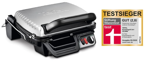 Tefal Kontaktgrill 3 in 1 mit Überbacken-Funktion, doppelte Grillfläche wenn aufgeklappt als Tischgrill/BBQ, 2000 W