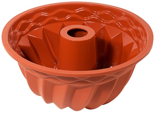 Silikon- Gugelhupfform mit Verstärkungsring, aus reinem Silikon, terrakottafarben, spülmaschinenfest, geruchs- und