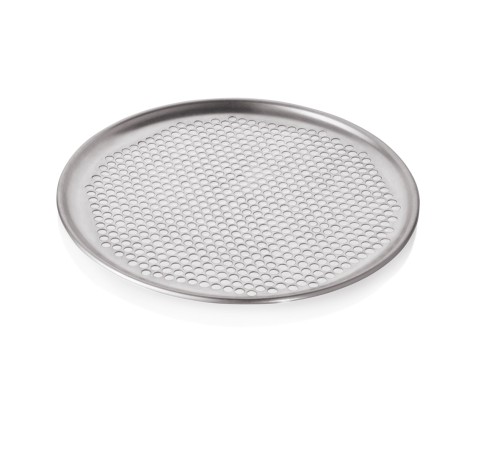 Pizzablech. Aluminium. perforiert, Ø Löcher 0,65 cm. Durchmesser oben 25