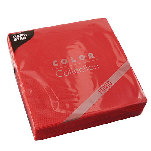 30 Servietten, 2-lagig "PUNTO" 1/4-Falz 38 cm x 38 cm rot mikrogeprägt von PAPSTAR