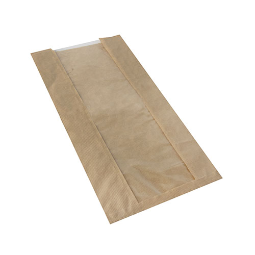 1000 Sichtstreifenbeutel mit PLA-Fenster "pure" 47 cm x 20 cm x 9 cm braun von PAPSTAR