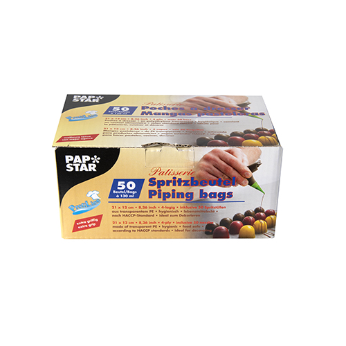 50 Spritzbeutel 21 cm x 12 cm transparent "Patisserie" griffig, inkl. 50 Tüllen von PAPSTAR