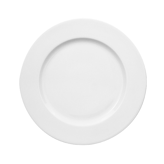 Teller flach 26 cm - Form: Primavera - weiss -, aus Porzellan. Hersteller: Eschenbach. "Made in, Germany".