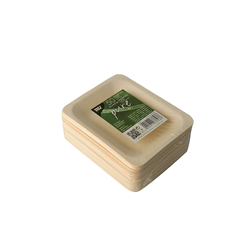 50 Fingerfood - Teller, Holz "pure" eckig 12 cm x 9,5 cm von PAPSTAR