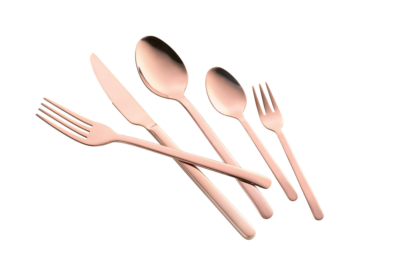 30-teiliges Besteckset CAROLINE, aus Edelstahl 18/10, mit PVD-Beschichtung in kupfer, Materialstärke 2.5 / 2.0 mm, im weißen Lagerkarton