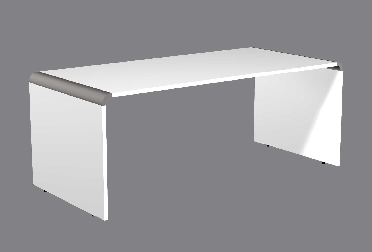 Schreibtisch MODUS, Farbe: weiß, Maße: 180 x 90 x 75cm, stabiles Wangengestell aus Holz mit Stellfüßen