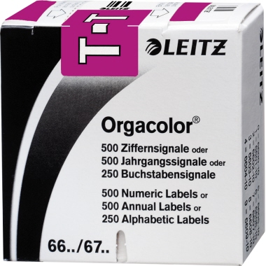 Leitz Buchstabensignal Orgacolor® Orgacolor Registratursysteme T selbstklebend Kunstdruckpapier violett