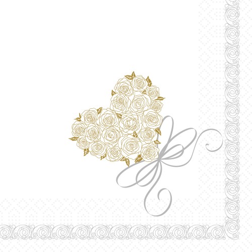 DUNI Zelltuchservietten 33 x 33 cm, 1/4 Falz, Heart, 3-lagig