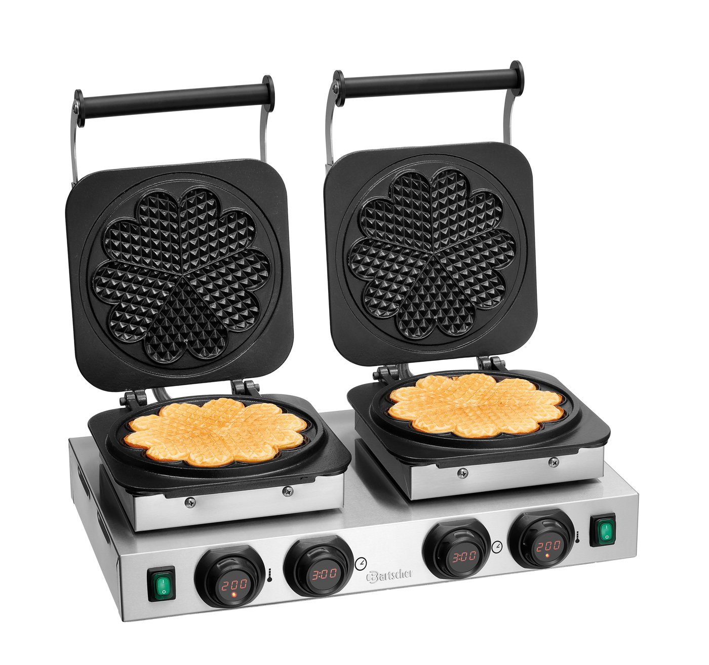Bartscher Waffeleisen MDI 2HW211 | Signalton nachAblauf der Zeit (0 - 9:30 Minuten),Memory-Funktion | Maße: 60 x 47 x 22,5