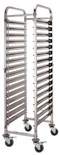 EN Regalwagen. Chromnickelstahl. passend für 15 bis 30 Euronorm Tabletts, 4 schwenkbare