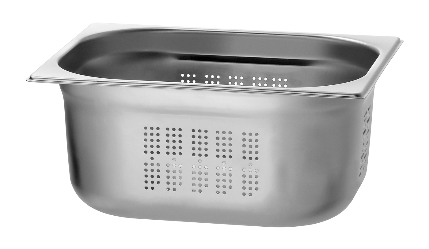 Bartscher GN-Behälter, 1/2, T150, gelocht |Ausführung: Mit Perforation (gelocht) | Maße:32,5 x 26,5 x 15,0 cm. Gewicht: 0,95 kg