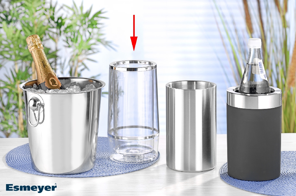 Flaschenkühler BLANCO, aus Acryl mit verchromten Rand, Durchmesser: 11,5 cm Höhe: 22,5 cm (aussen)