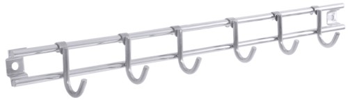 Hängeleiste mit 10 Haken hochglänzend, zur Wandmontage, mit verschiebbaren Haken, ganz aus Edelstahl 18/10 Länge: 70 cm, Breite: 2,3 cm