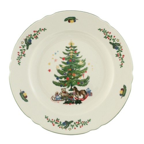 Seltmann Speiseteller 25 cm Fahne, Form: Marieluise, Glasur: elfenbein, Dekor: 43607 Weihnachten