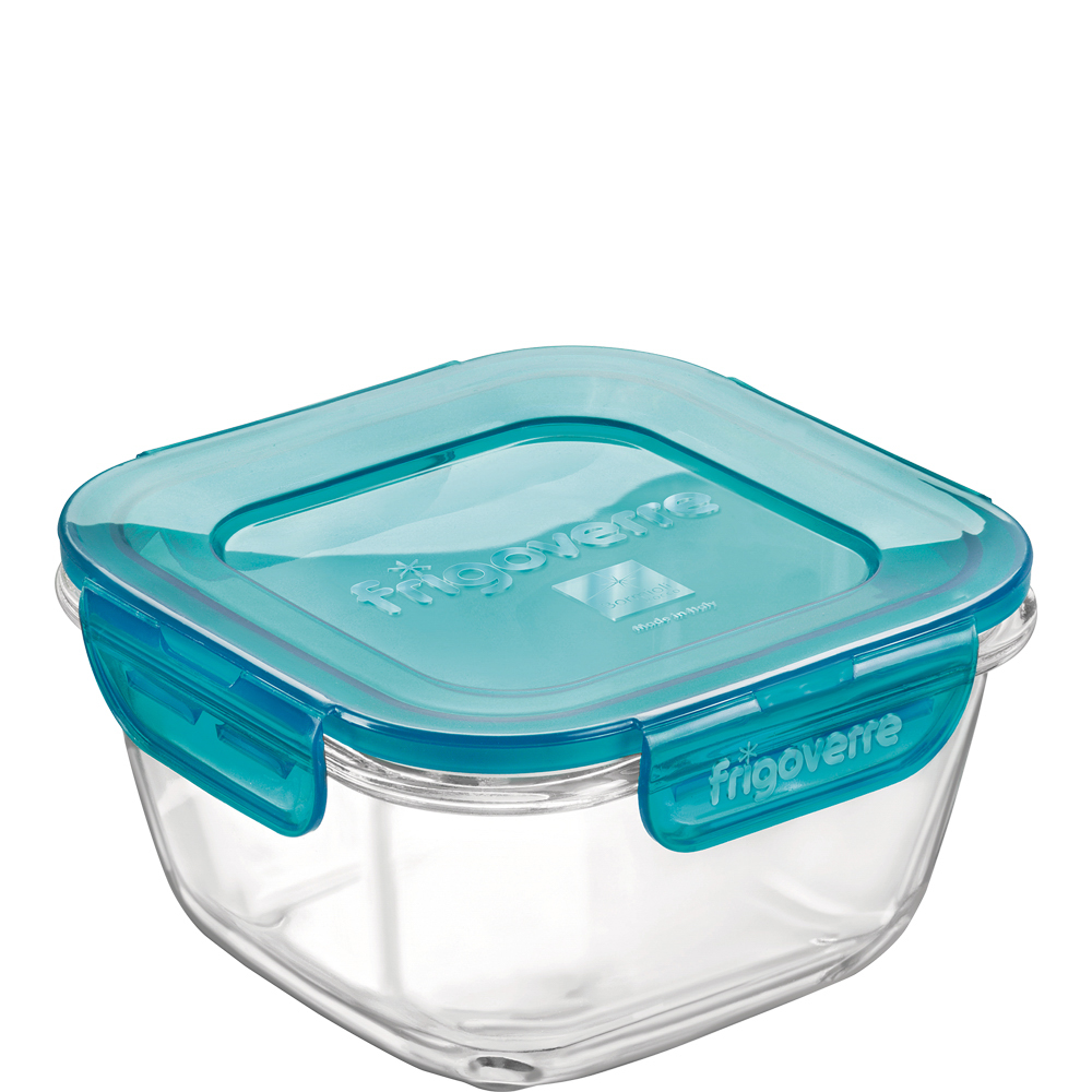 Bormioli Rocco Frigoverre Evolution Box quadr. 75cl, 140x140mm, stapelbar, mit blauem PP-Deckel, blau, Polypropylen (PP)