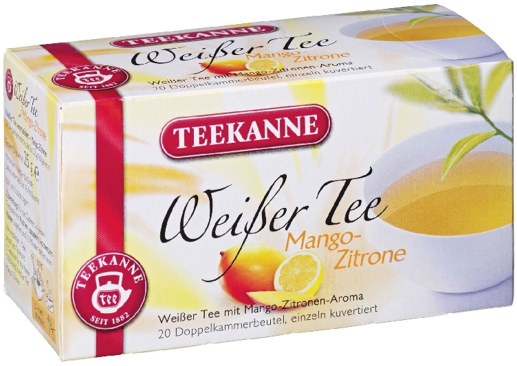 Teekanne Weißer Tee Mango-Zitrone Tassenportion mit Papierumhüllung Inhalt: 20 Beutel