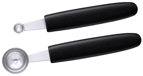 Kugelausstecher mit schwarzem, glasfaserverstärktem Polyamid-Griff, aus extra geschärftem, gehärtetem Edelstahl 18/0 für