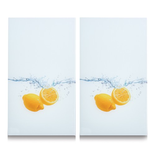 Zeller Herdabdeck-/Schneideplatten Lemon Splash, 2-er Set, Glas 30x52 cm