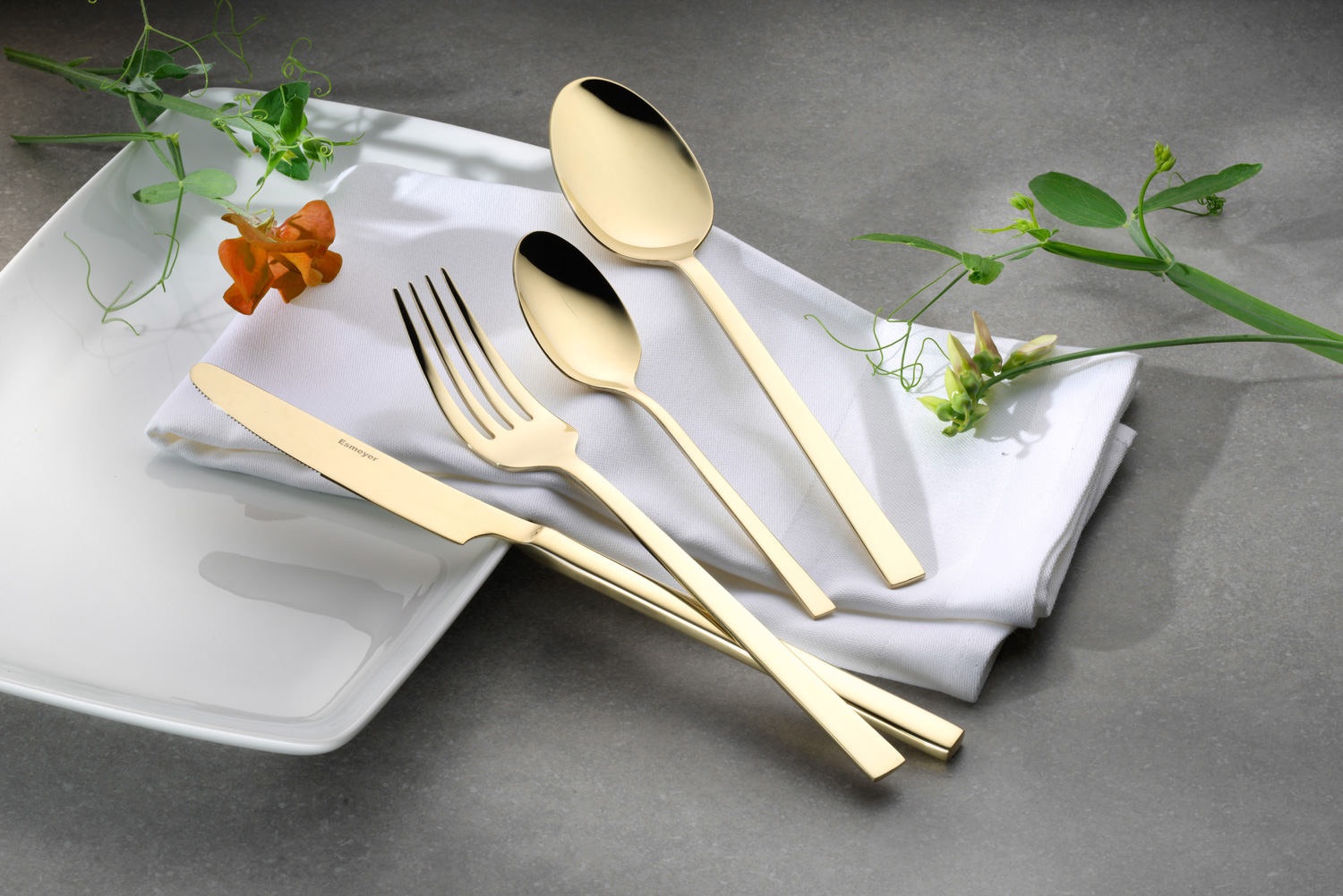 16-teiliges Besteck MELINA, Edelstahl, mit PVD-Beschichtung in champagner,