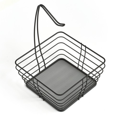 Obstkorb, Metall, schwarz. Länge: 260 mm. Breite: 260 mm. Höhe: 360 mm