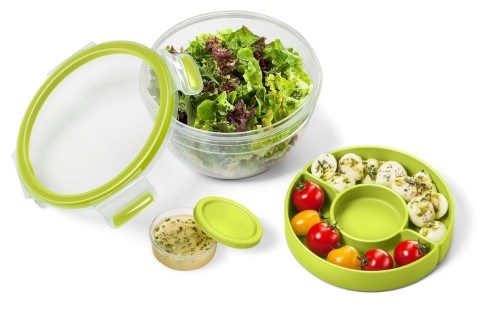 Emsa CLIP & GO Salatbox XL, rund - 2,6 Liter, aus Kunststoff - Made in germany - BPA-frei