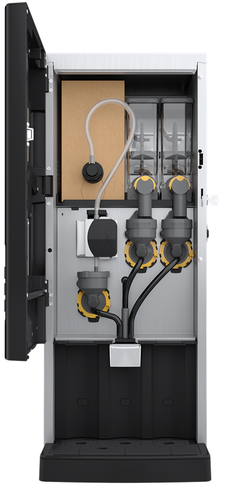 BONAMAT Rivero Turbo 121 Kaffeevollautomat für Flüssigkonzentrat, kann fünf unterschiedliche Heißgetränke zubereiten, 2 Behälter für