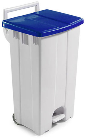 FILMOP POLARIS 90L Abfall-Treteimer HACCP geeignet mit Deckel Farbe BLAU 93 x 51 x 41cm, mit Rollen
