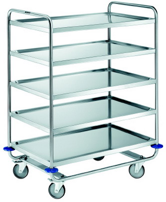 BLANCO-Transportwagen Rational mit 5 Böden, L 1100 x B 700 x H 1350 mm 4 Lenkrollen, 2 Feststeller, Modell SW 10 x6-5