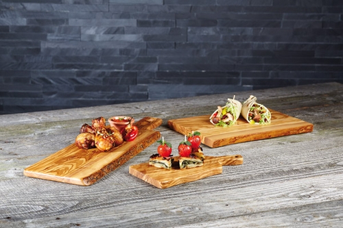 Servierbrett -OLIVE- 30 x 20,5 cm, H: 2 cm Holz (Olivenbaum) (Jedes Teil ist ein Unikat. Größe, Form, Farbe und Maserung kann