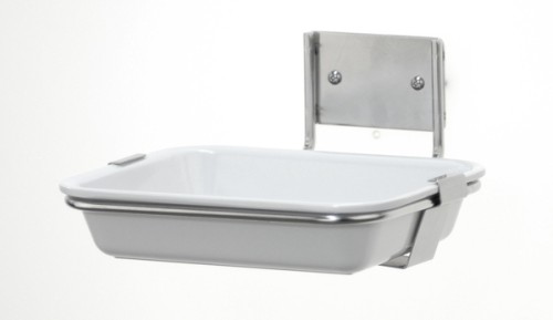 AUFFANGSCHALE EDELST.HALTERUNG + Schale und Klammer - stabile Ausführung kurze Seite zur Wand/Towerbefestigung