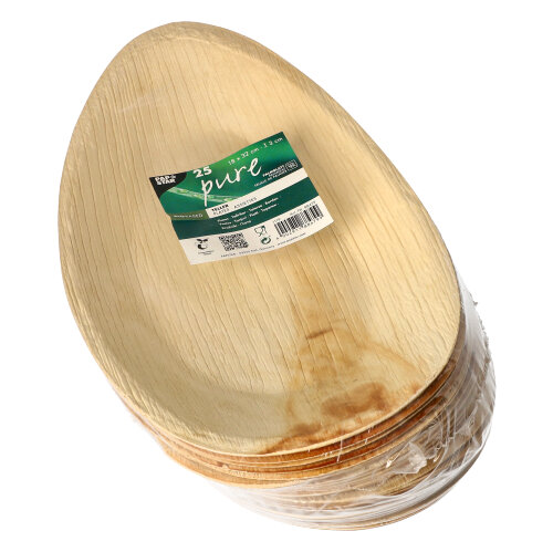 25 Teller, Palmblatt "pure" oval 32 cm x 18 cm x 3 cm von PAPSTAR