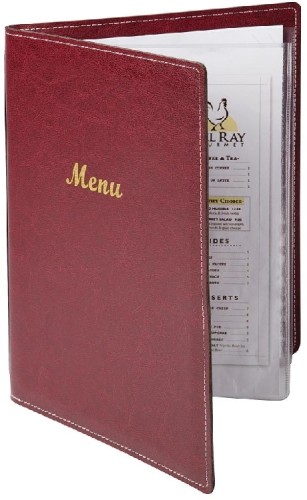 Menümappe A4 bordeaux Leder