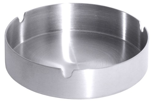Aschenbecher aus Edelstahl 18/0, seidenmatt gebürstet, stapelbar durch Bodenrille, Materialstärke: 1,5 mm, extra schwere Qualität