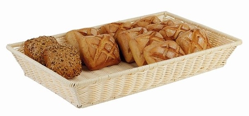 GN 1/1 Buffet-Korb 53 x 32,5 cm, H: 8 cm Polypropylen, hellbeige mit Drahtgestell im Rand bruchsicher wasserfest Farbe: