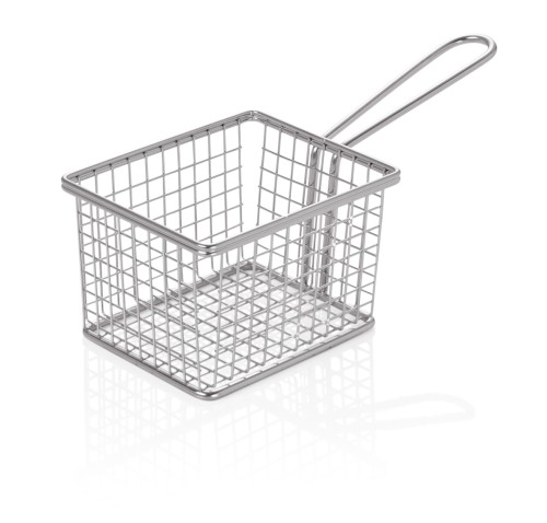 Servierkorb. Chromnickelstahl. Maße: 10 x 8 x 8 LxBxH.