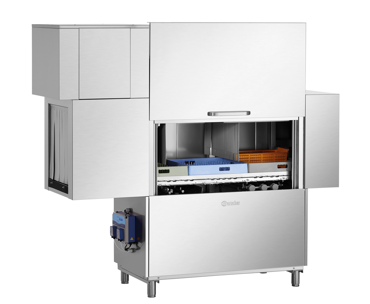 Bartscher Korbtransport-Spülmaschine KTS5000 | Gläser-Höhe max.: 450 mm | Maße: 230 x 80,5 x 2120 cm. Gewicht: 372,8 kg