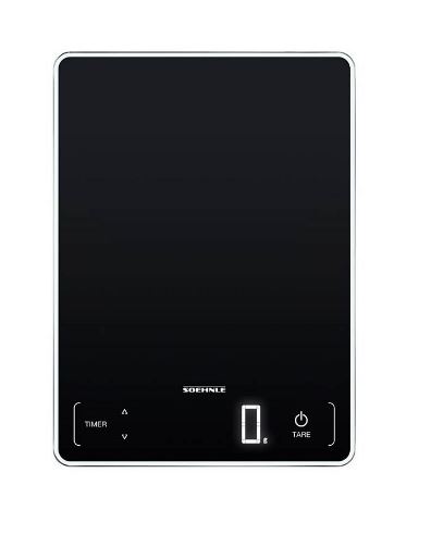 Soehnle Digitalwaage mit leuchtender LED-Anzeige und integriertem Küchentimer. Tragkraft ca. 15 kg