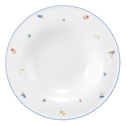 Seltmann Pastateller tief 27 cm, rund, Form: Community, Dekor: 57390 Streublume blaue Linie, hohe Kantenschlagfestigkeit, Made in Germany