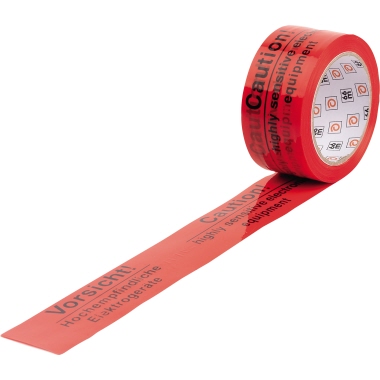 HECKMANN Signalklebeband 60 mm x 50 m (B x L) Polypropylen rot Vorsicht-Elektrogeräte, Maße: 60 mm x 50 m (B x L),