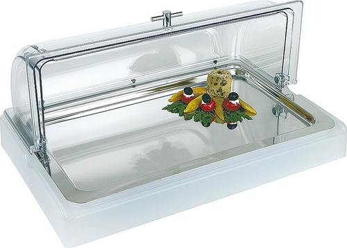 Kühlbox -TOP FRESH GN 1/1- 56,5 x 35 cm, H: 6,5 cm 18/10 Edelstahl, Acryl 4-teilig: - Basis, weiß-transparent - Tablett, GN