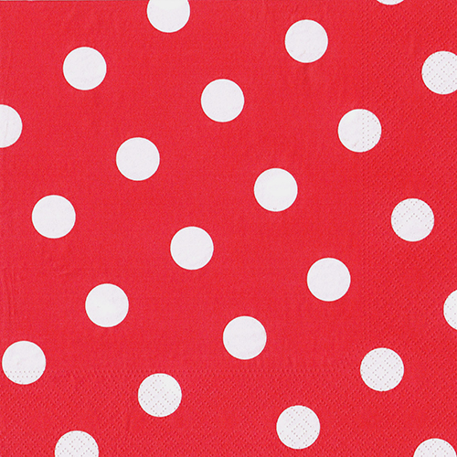 20 Servietten, 3-lagig 1/4-Falz 40 cm x 40 cm rot "Dots" von PAPSTAR
