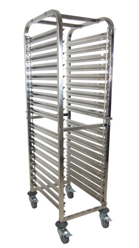 SARO Regalwagen Modell BONO - Material: Edelstahl - Für 18 x 2/1 GN - 4 Leichtlaufräder ( 2 mit Feststellbremse) - Tragfähigkeit: ca. 150