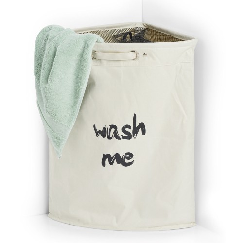Eck-Wäschesammler "Wash me", Polyester, beige. Länge: 340 mm. Breite: 340 mm. Höhe: 560 mm