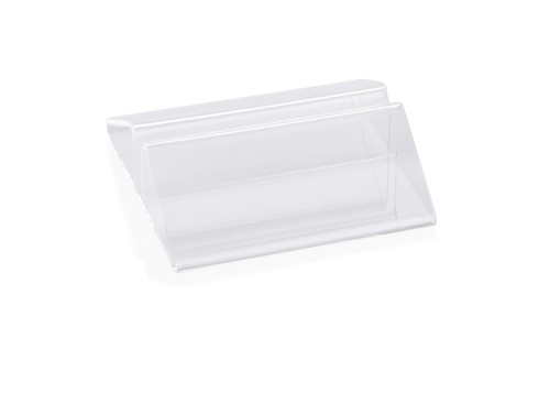 Kartenhalter. Acryl. Maße: 7 x 7 x 2 LxBxH.