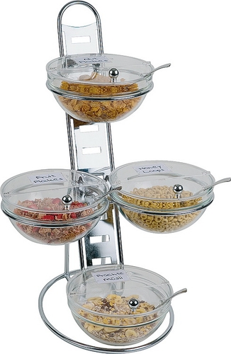 3-stufige Buffet-Leiter CHICAGO inkl. Glasschale. Maß: ca. 39 cm x 31 cm x 66 cm.