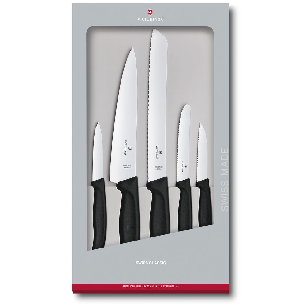 Victorinox Swiss Classic Taschenmesser Küchengarnitur, 5-teilig, schwarz, Geschenkverp.