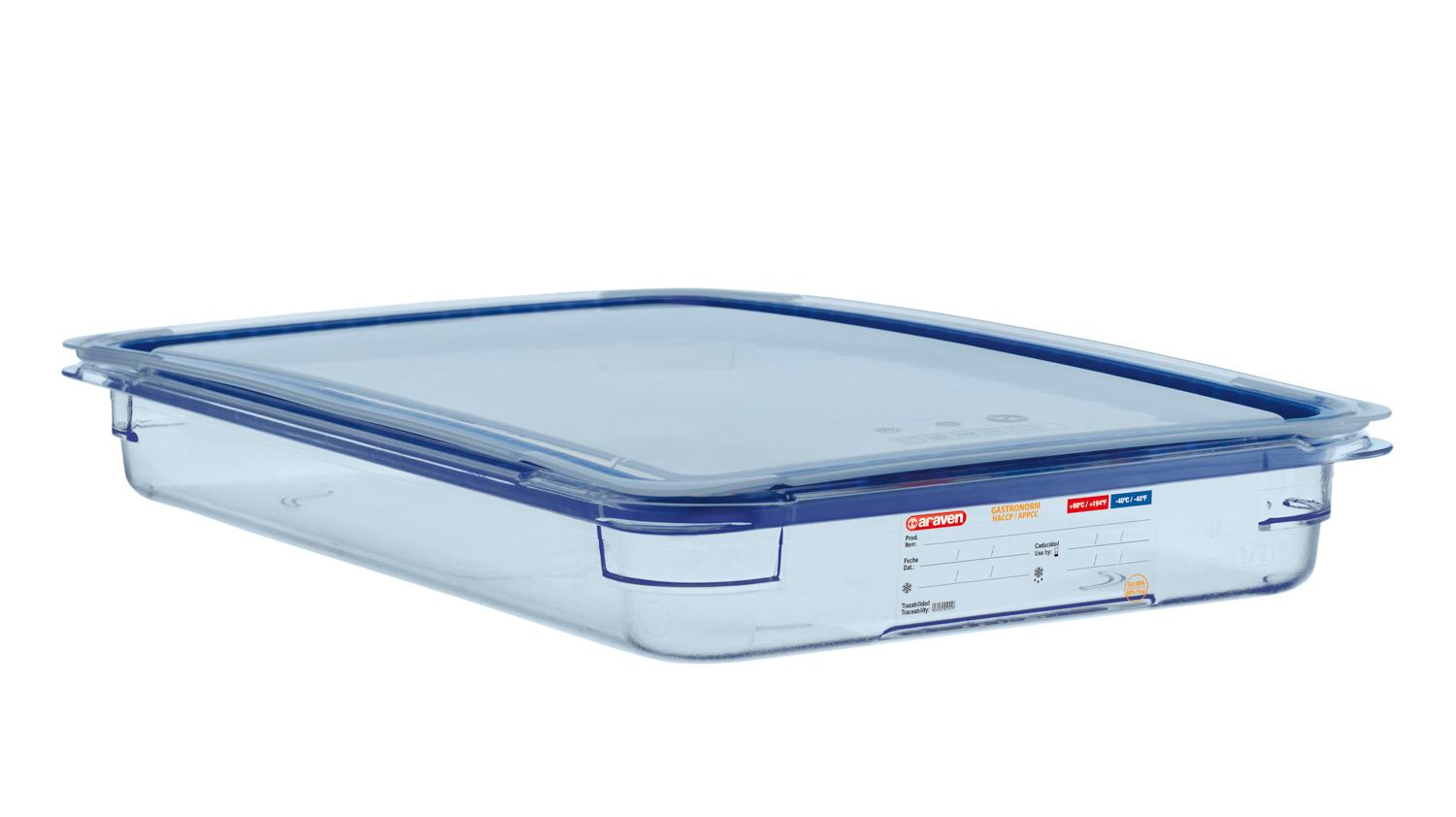 ARAVEN luftdichter Behälter GN 1/1 65mm Höhe und 6,25 Liter Fassungsvermögen, BPA-frei