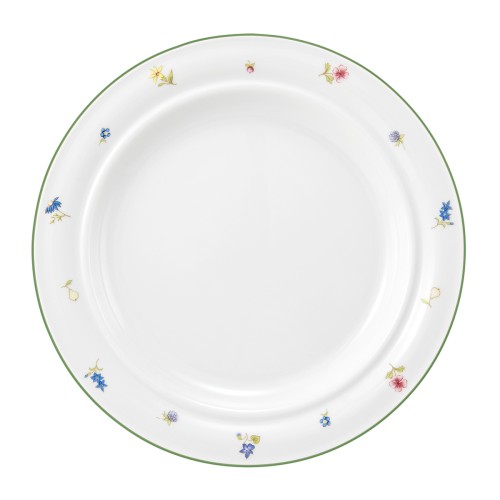 Seltmann Teller flach 25,5 cm (Systemteller), rund, Form: Community, Dekor: 57389 Streublume grüne Linie