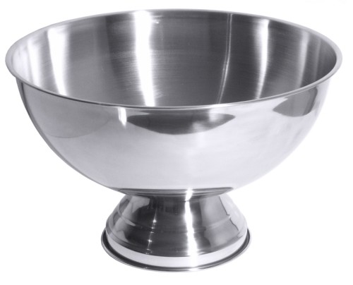 Champagnerkühler aus Edelstahl, innen matt,  außen hochglänzend poliert  Volumen: 12 l, Durchmesser innen: 38 cm, Höhe: 25 cm